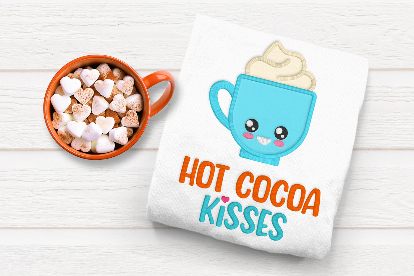 Hot Cocoa Kisses Applique Embroidery File