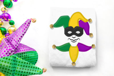 Male Mardi Gras Jester Applique Embroidery