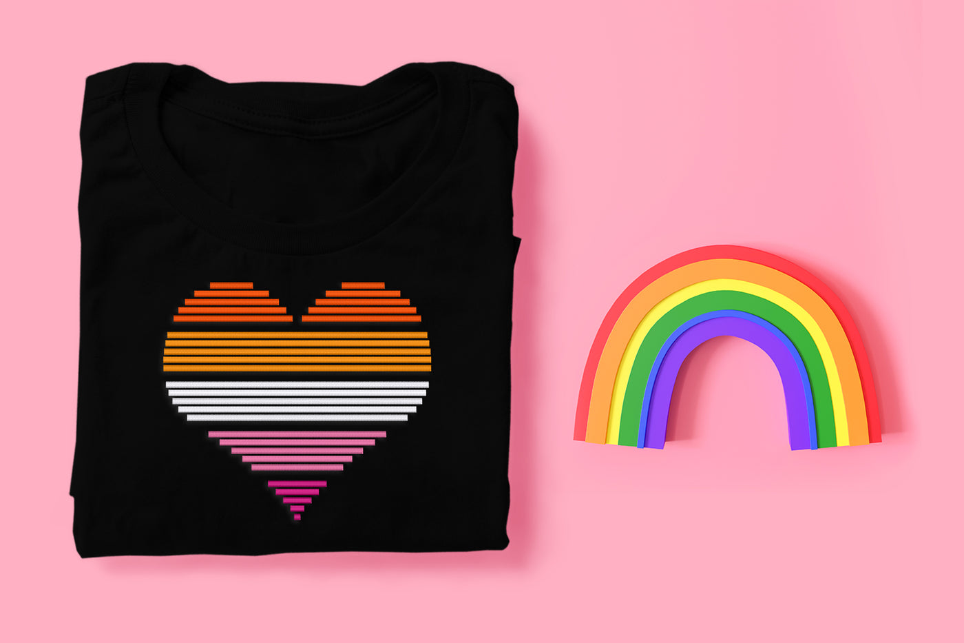 5 Color Striped Heart Embroidery