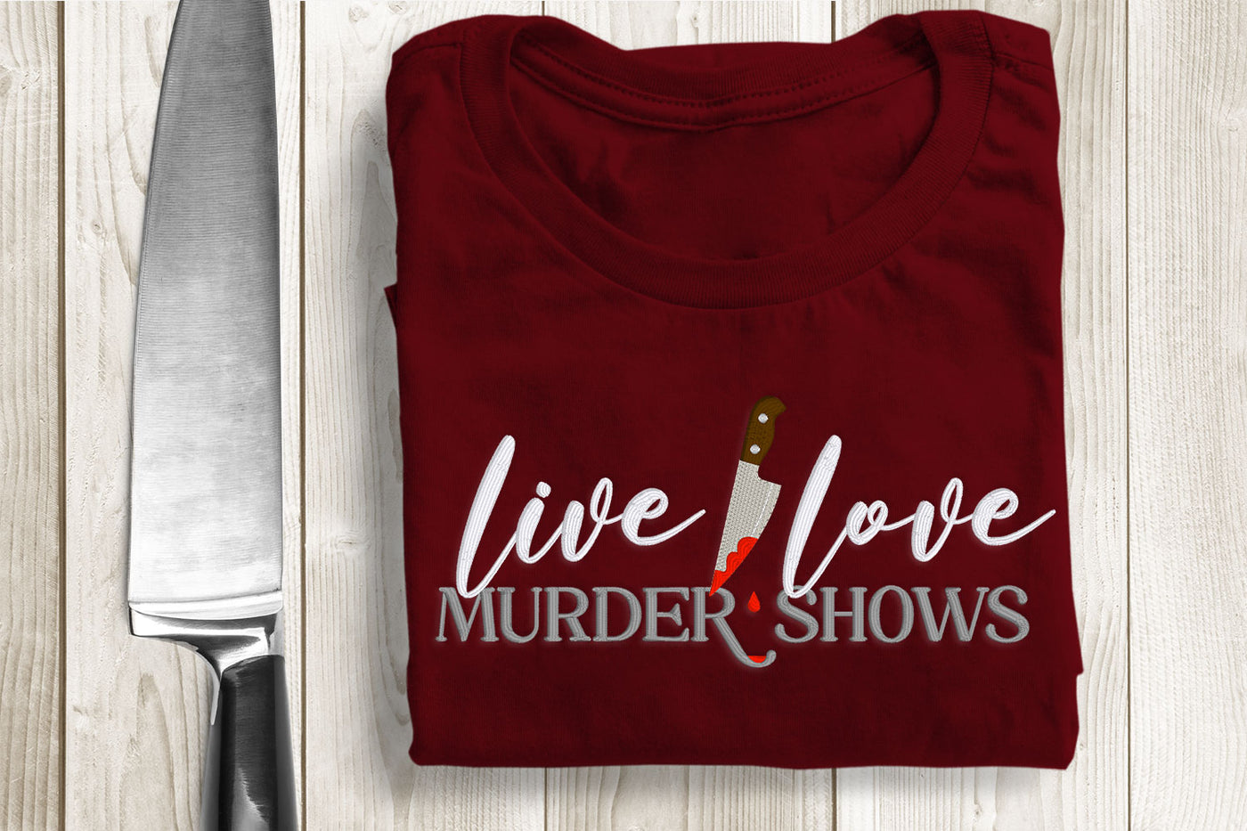 Live Love Murder Shows with Knife Embroidery