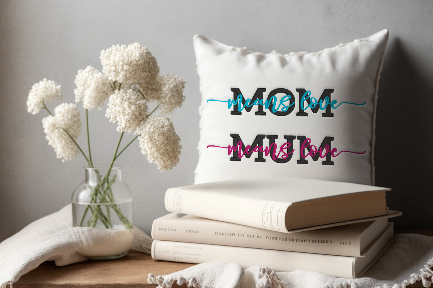 Mom Means Love Mum Means Love Embroidery