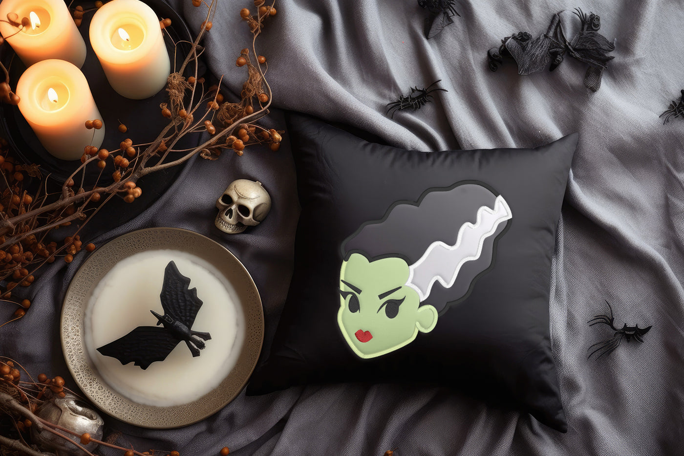 Bride of Frankenstein Face Halloween Applique Embroidery File