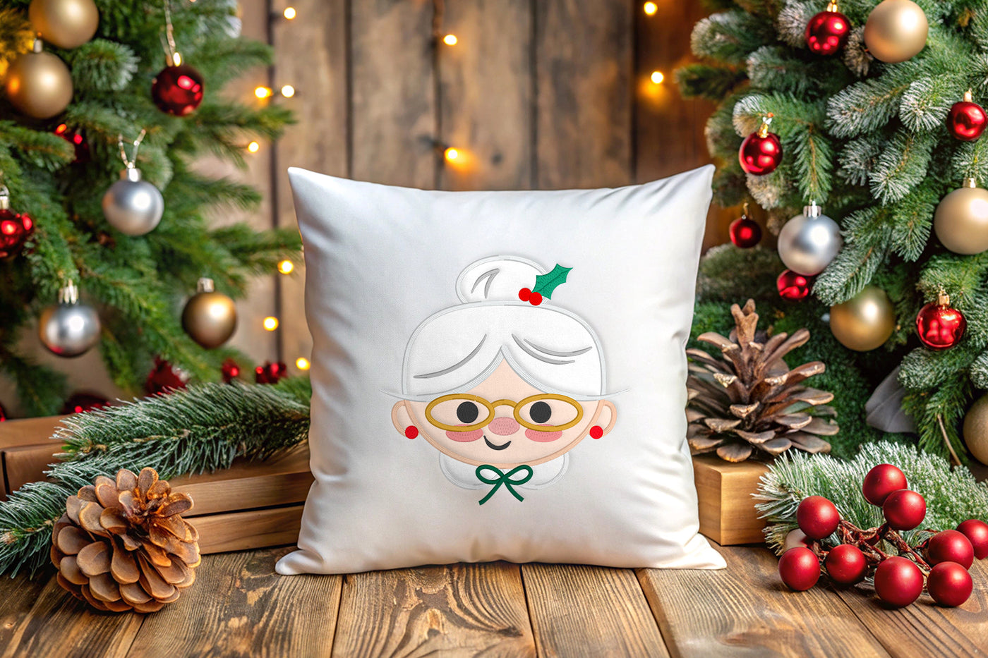 Mrs Claus Face Applique Embroidery