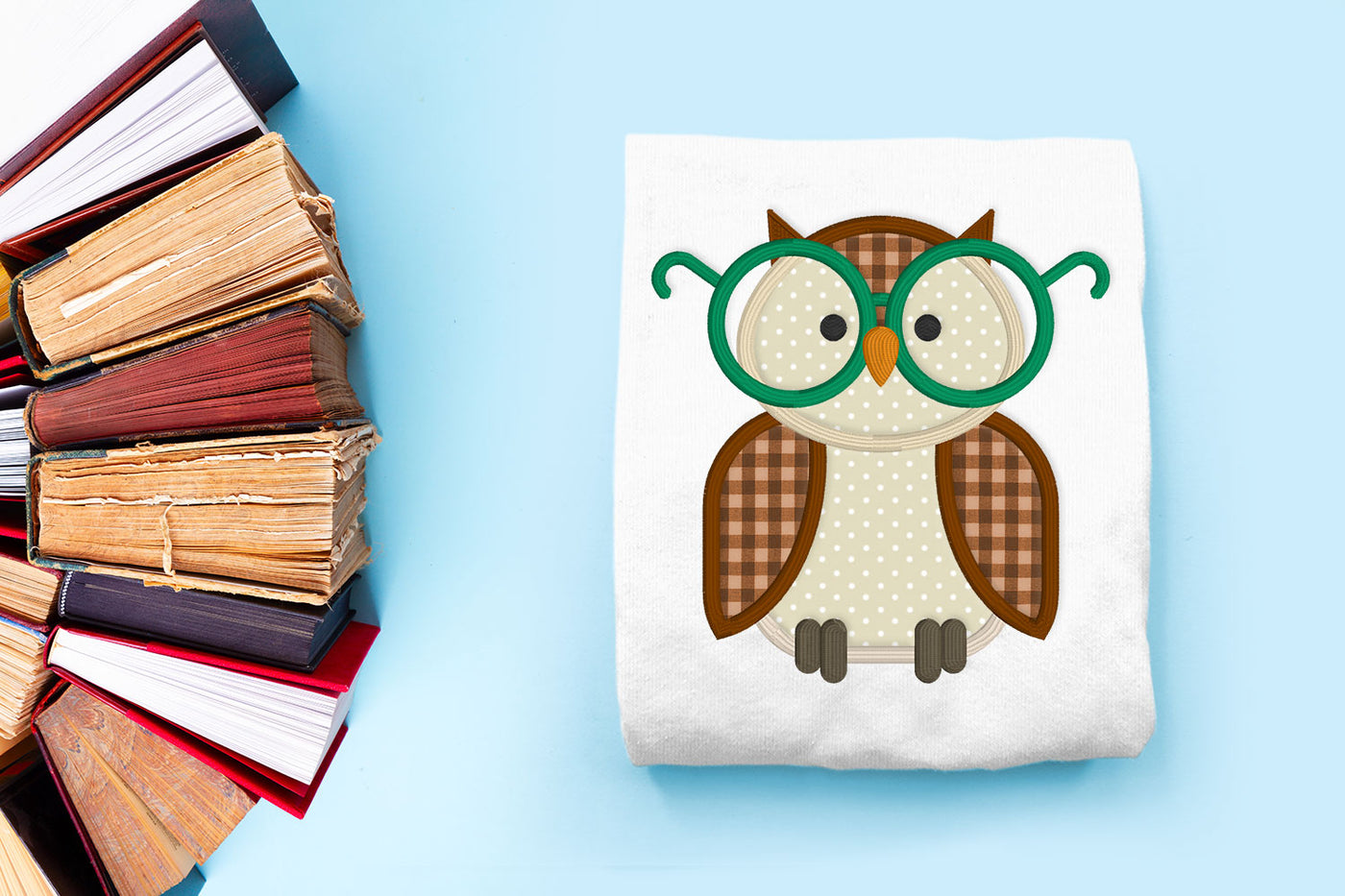 Owl with Glasses Applique Embroidery File