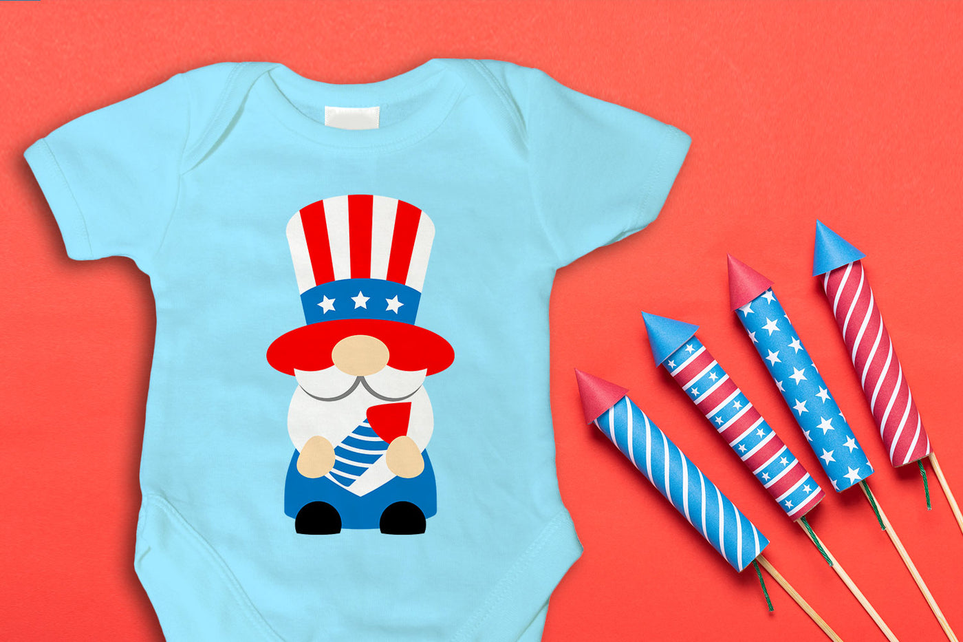 Patriotic Gnome with Uncle Sam Hat SVG File