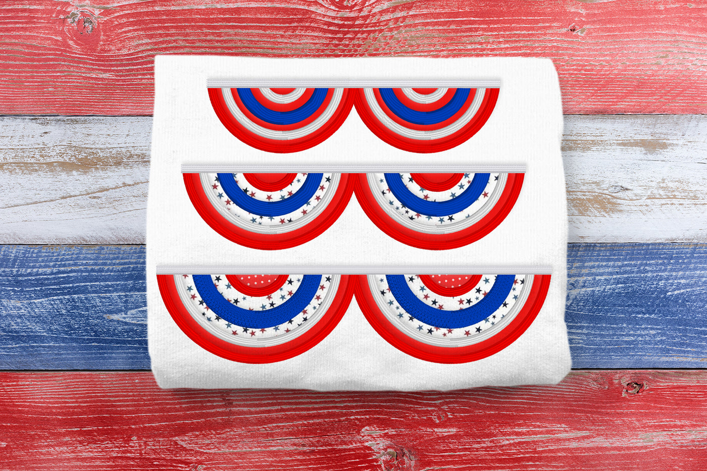 Patriotic Swag Bunting Flags Applique Embroidery File