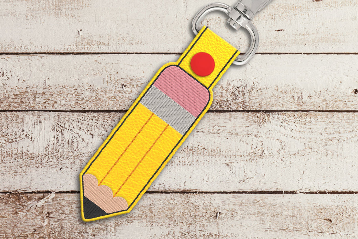 Pencil ITH Key Fob Applique Embroidery File