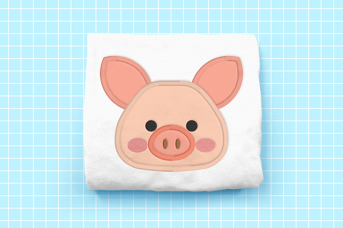 Pig Face Applique Embroidery File