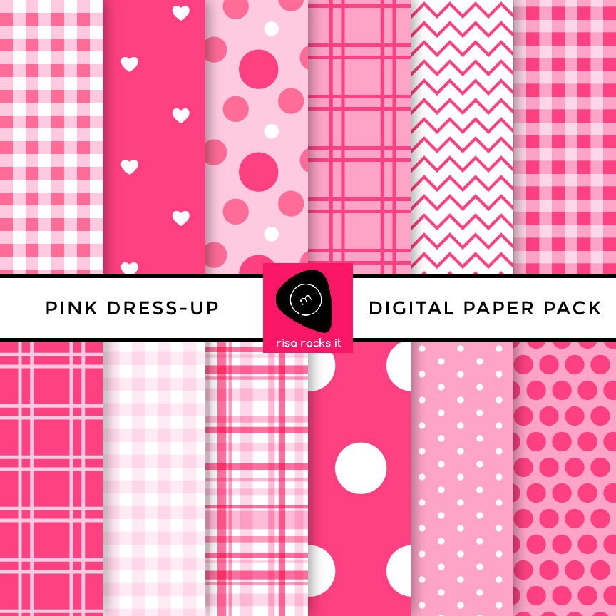 Pink Dress-Up Digital Paper Pack
