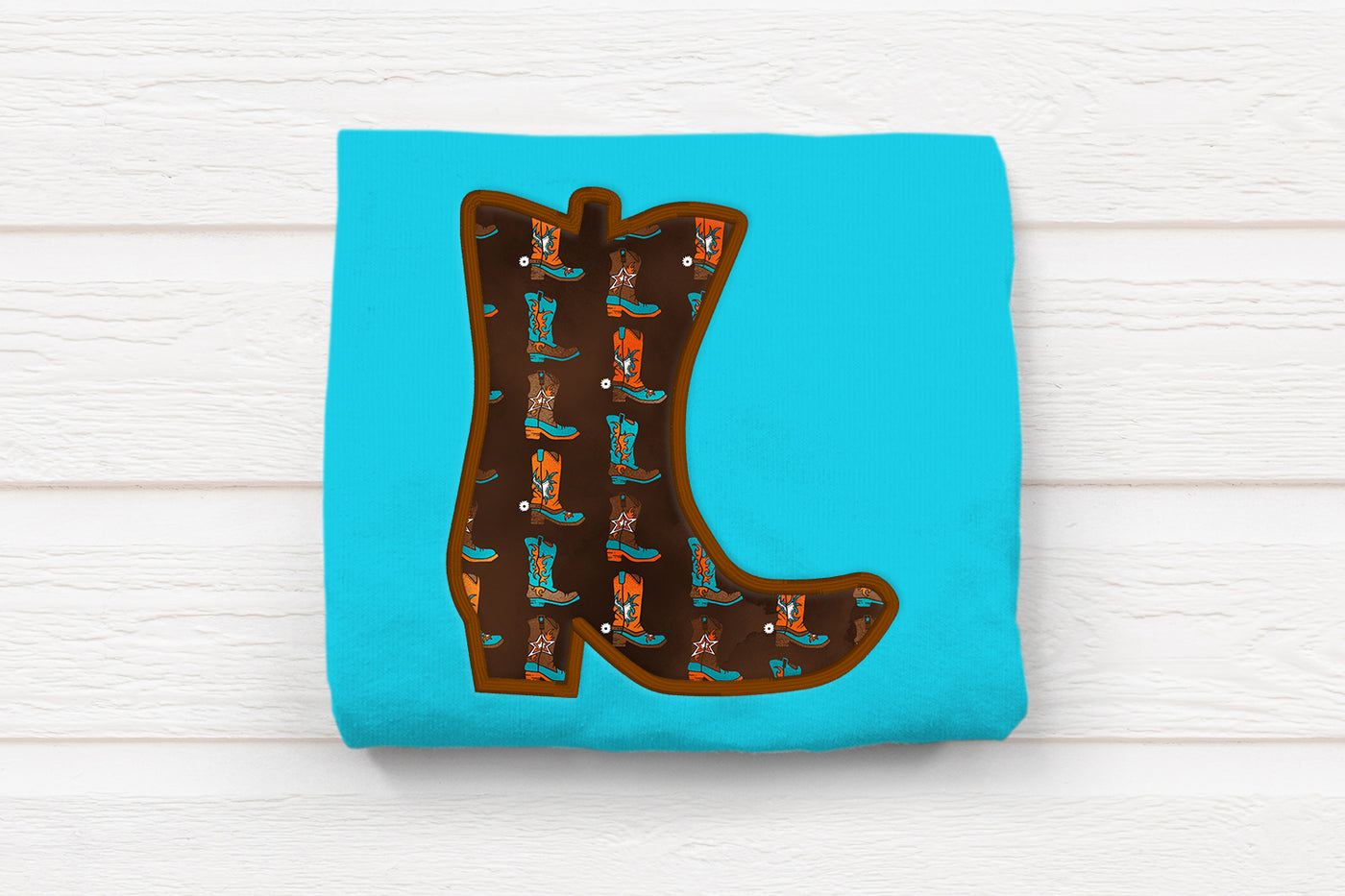 Plain Cowgirl or Cowboy Boot Applique Embroidery