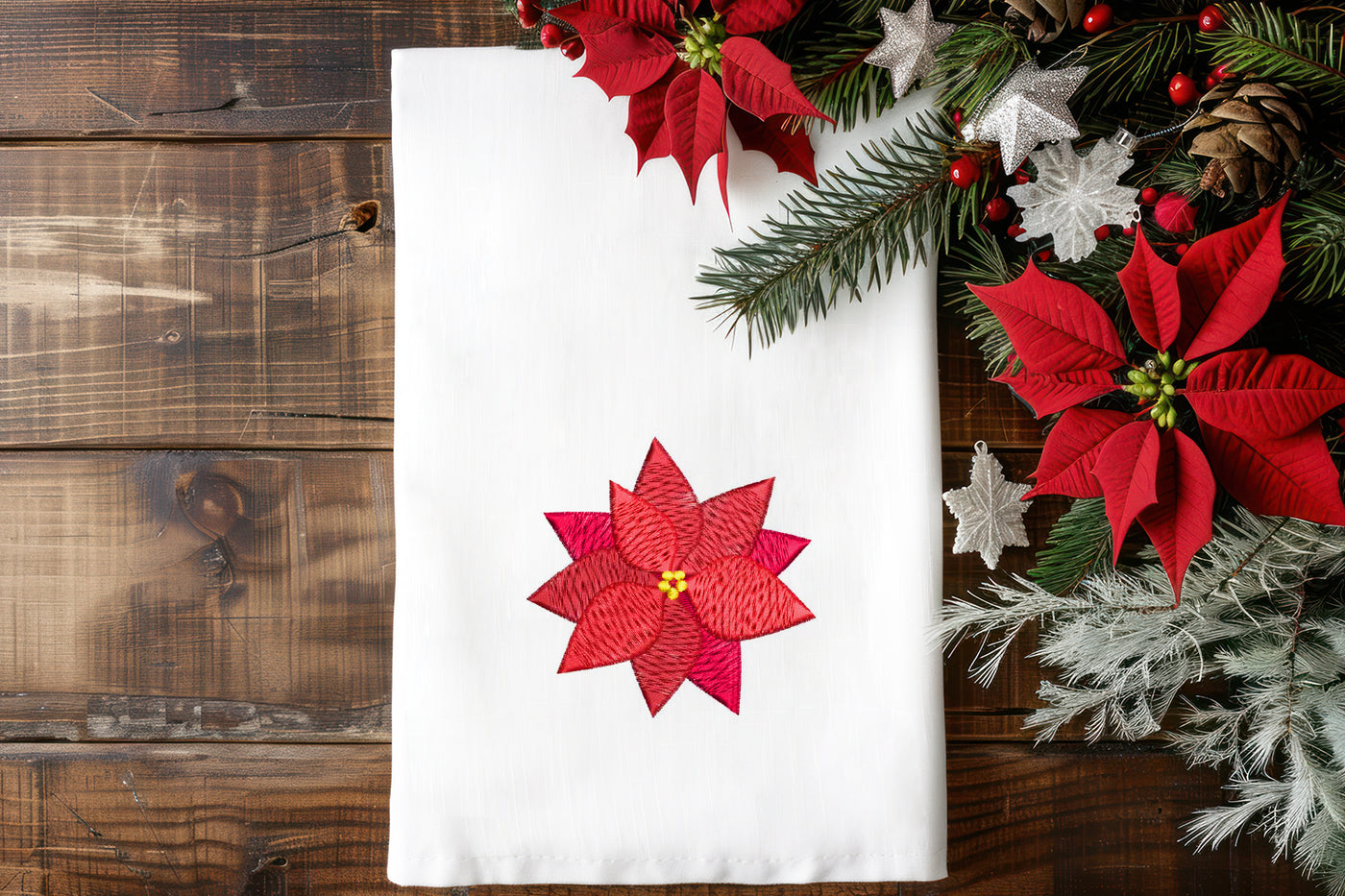 Christmas Poinsettia Mini Embroidery