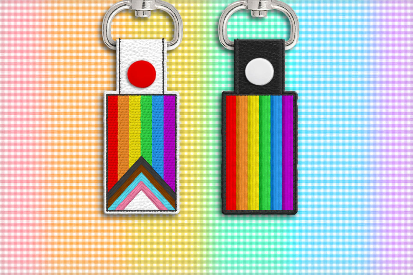 Rainbow Pride Flag ITH Key Fob Duo Applique Embroidery File