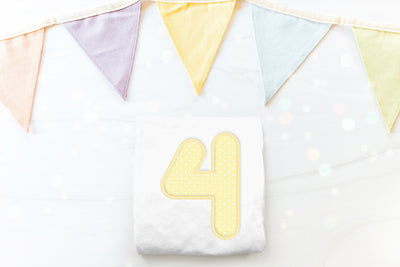 Cute Round Number 4 Applique Embroidery File