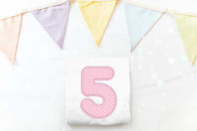 Cute Round Number 5 Applique Embroidery