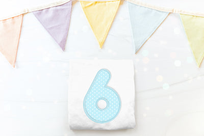 Cute Round Number 6 Applique Embroidery