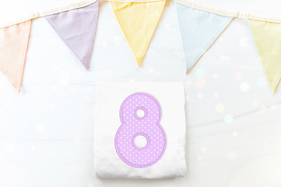 Cute Round Number 8 Applique Embroidery