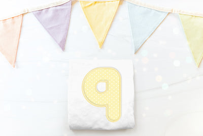 Cute Round Number 9 Applique Embroidery