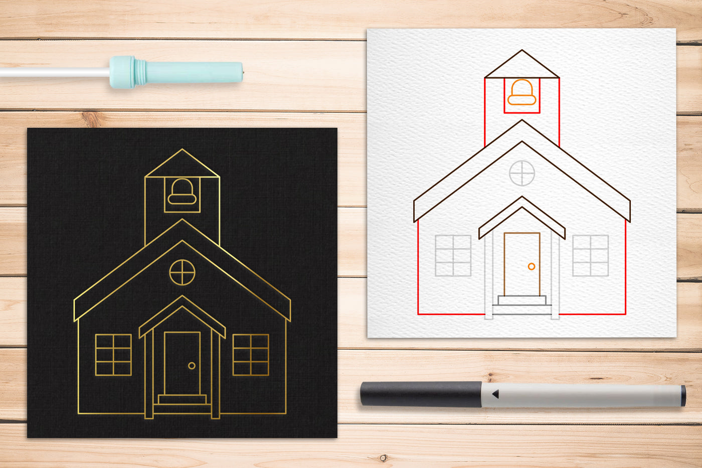 Schoolhouse SKETCH Single Line SVG File