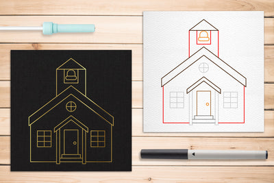 Schoolhouse SKETCH Single Line SVG File