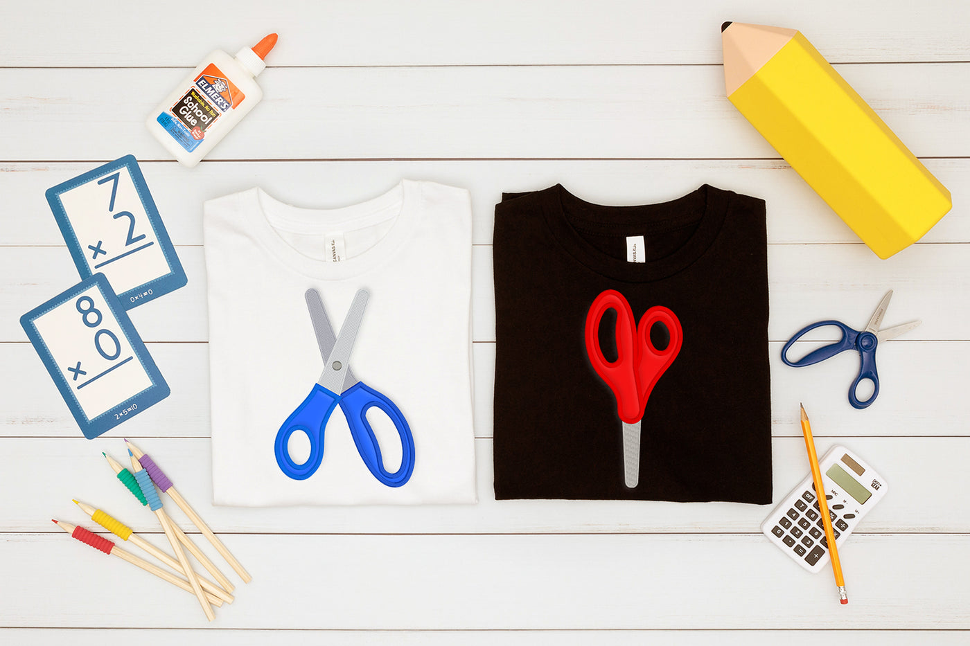 School Scissors Applique Embroidery File Duo