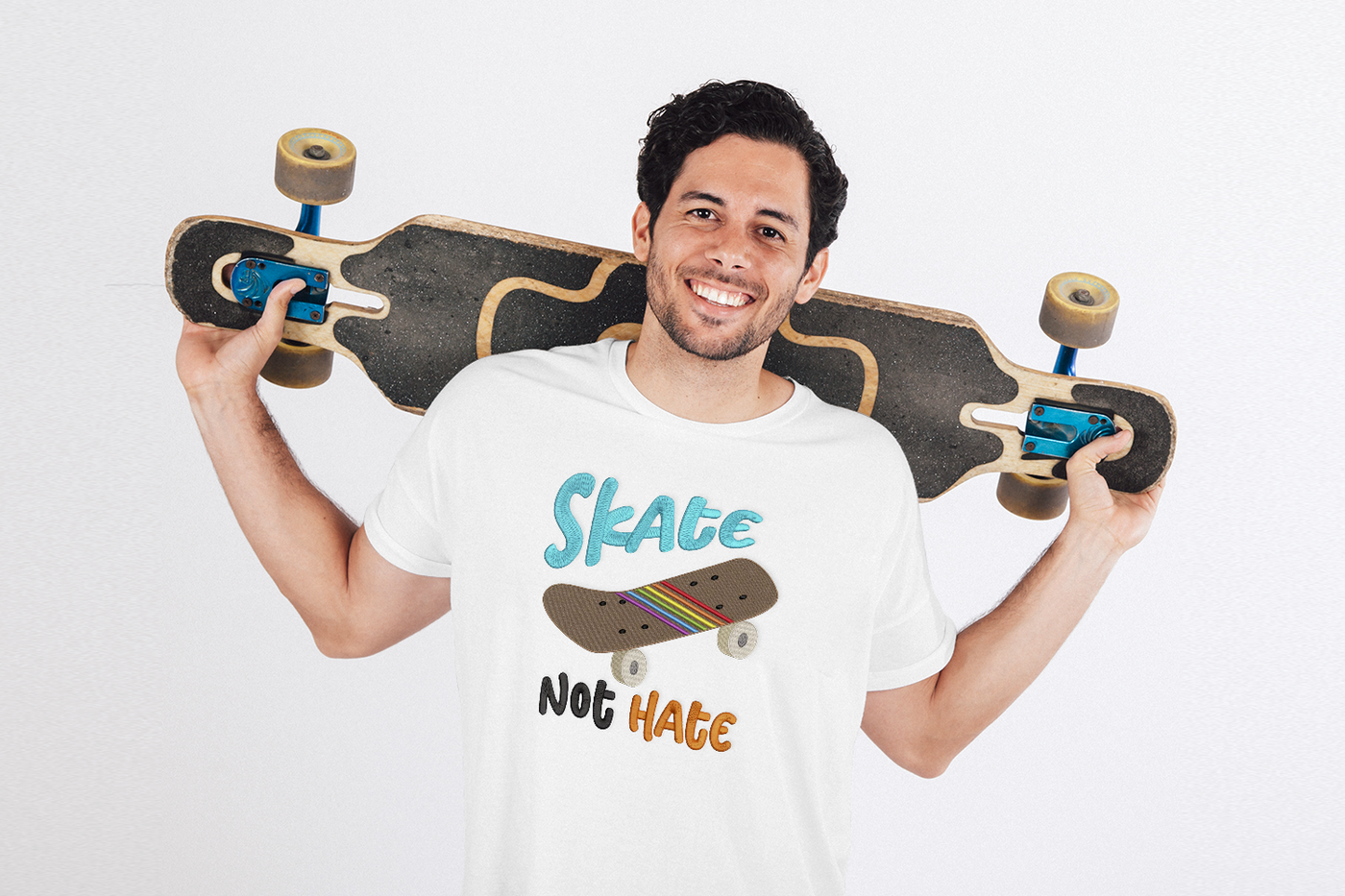 Skate Not Hate Skateboard Embroidery File