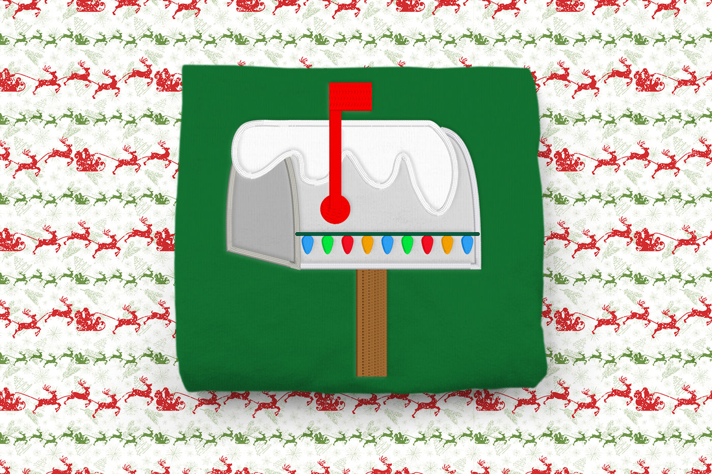 Snowy Christmas Mailbox Applique Embroidery File