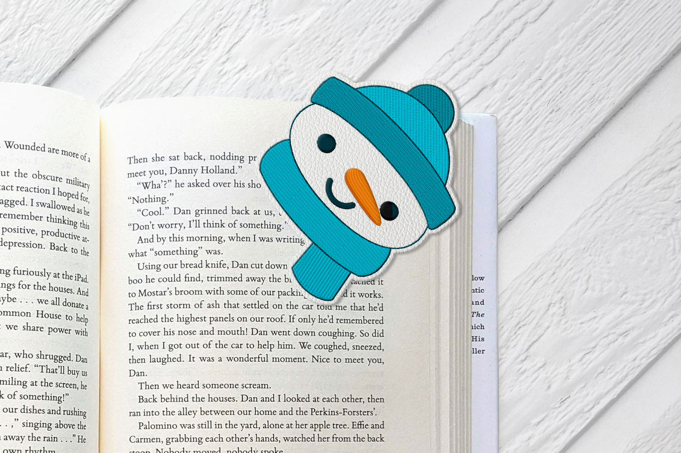 Snowman Face Corner Bookmark ITH Applique Embroidery File