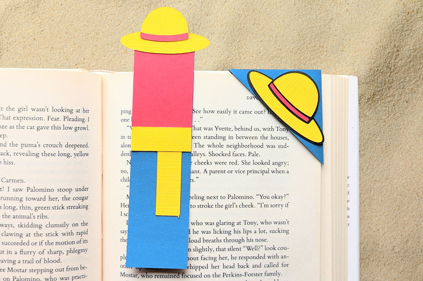 Cartoon Straw Hat Papercut Bookmark SVG File Duo