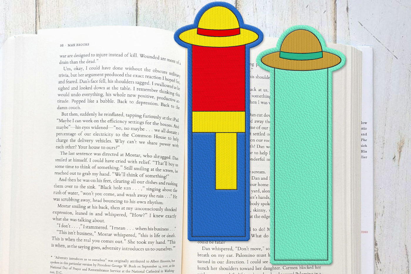 Cartoon Straw Hat Bookmark ITH Applique Embroidery