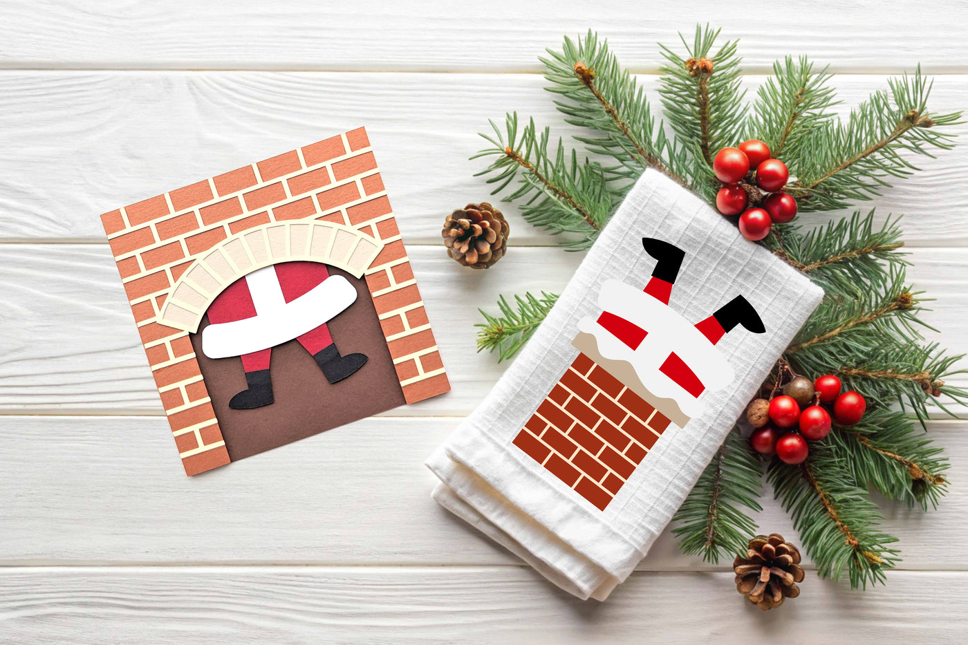 Santa Stuck in Chimney SVG File Duo