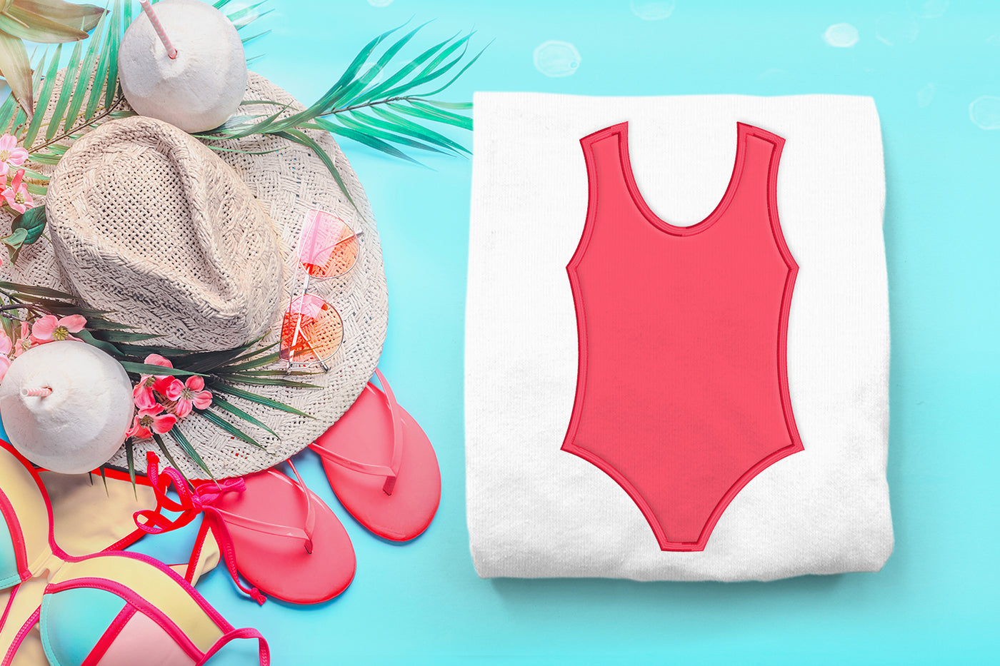 One Piece Swimsuit Applique Embroidery File
