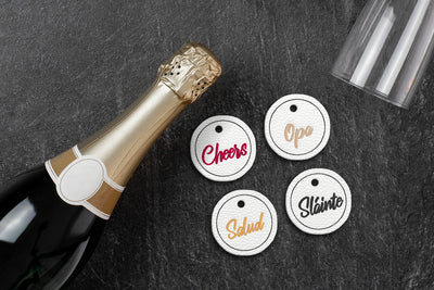 Toast Words ITH Wine Glass Marker Charms Applique Embroidery