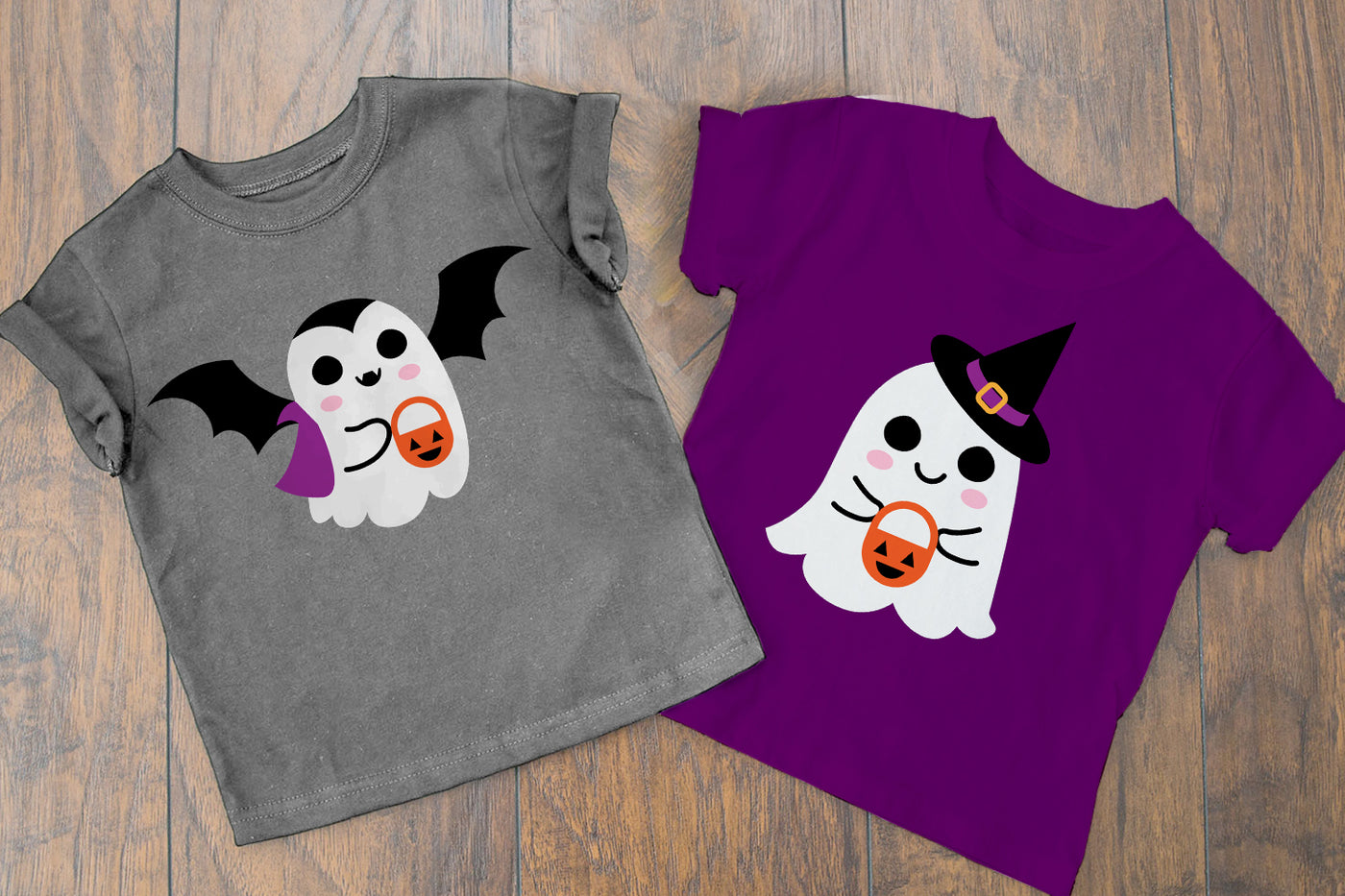 Ghosts in Halloween Costumes SVG File Duo