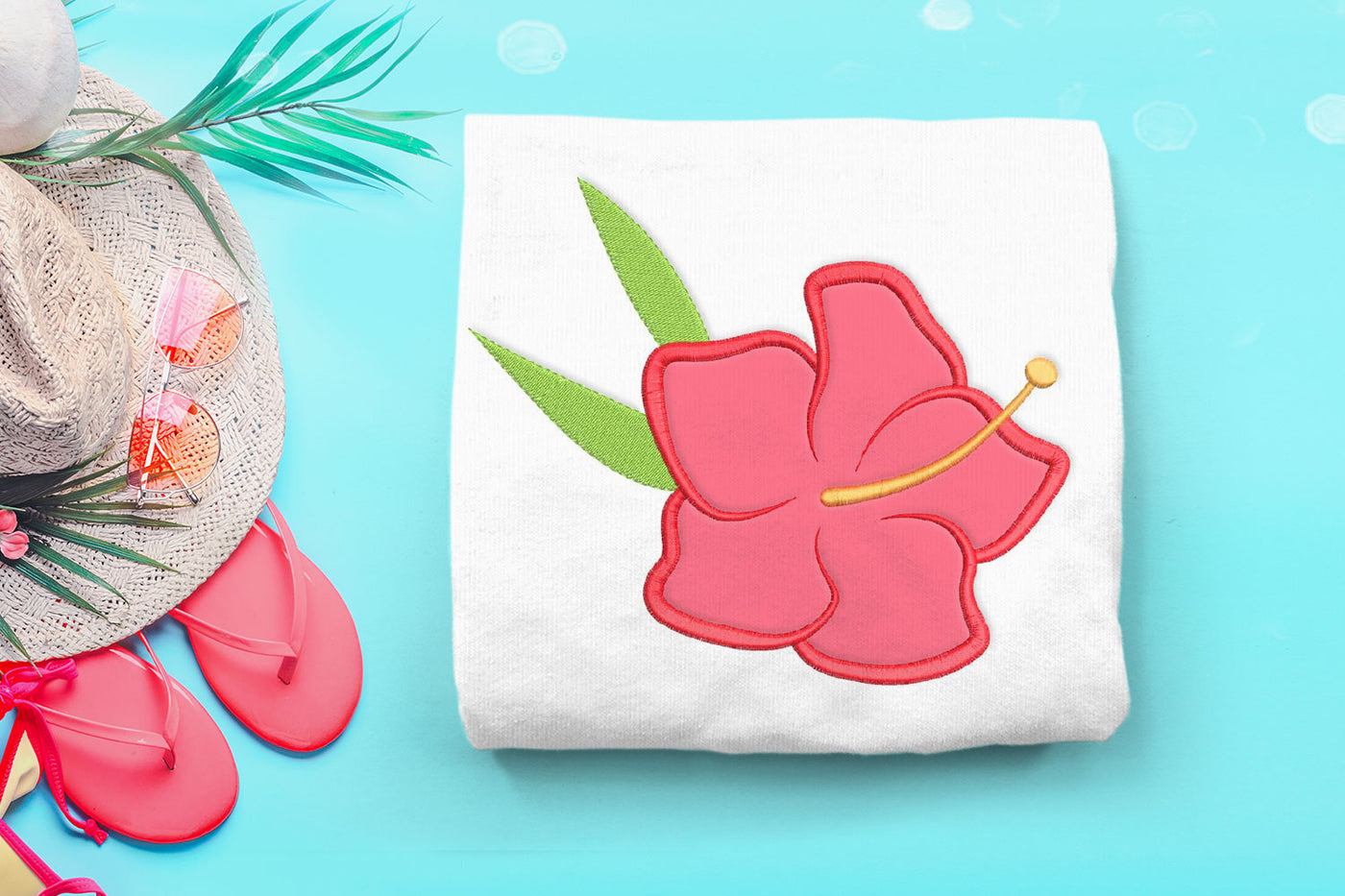 Tropical Flower Applique Embroidery