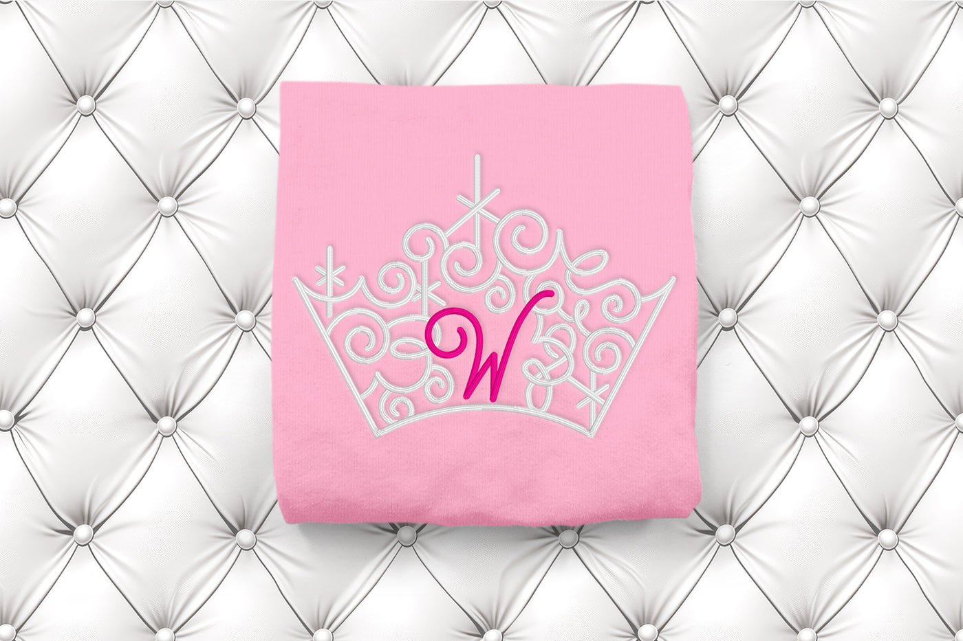 Ornate Magical Tiara with Letter W Embroidery