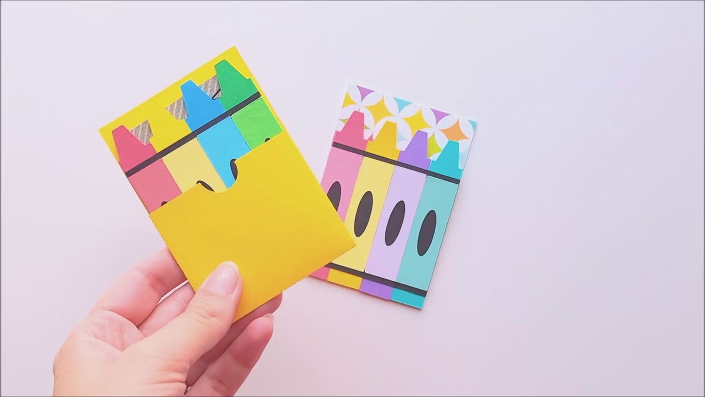 4 Crayons Gift Card Holder SVG File product demo video