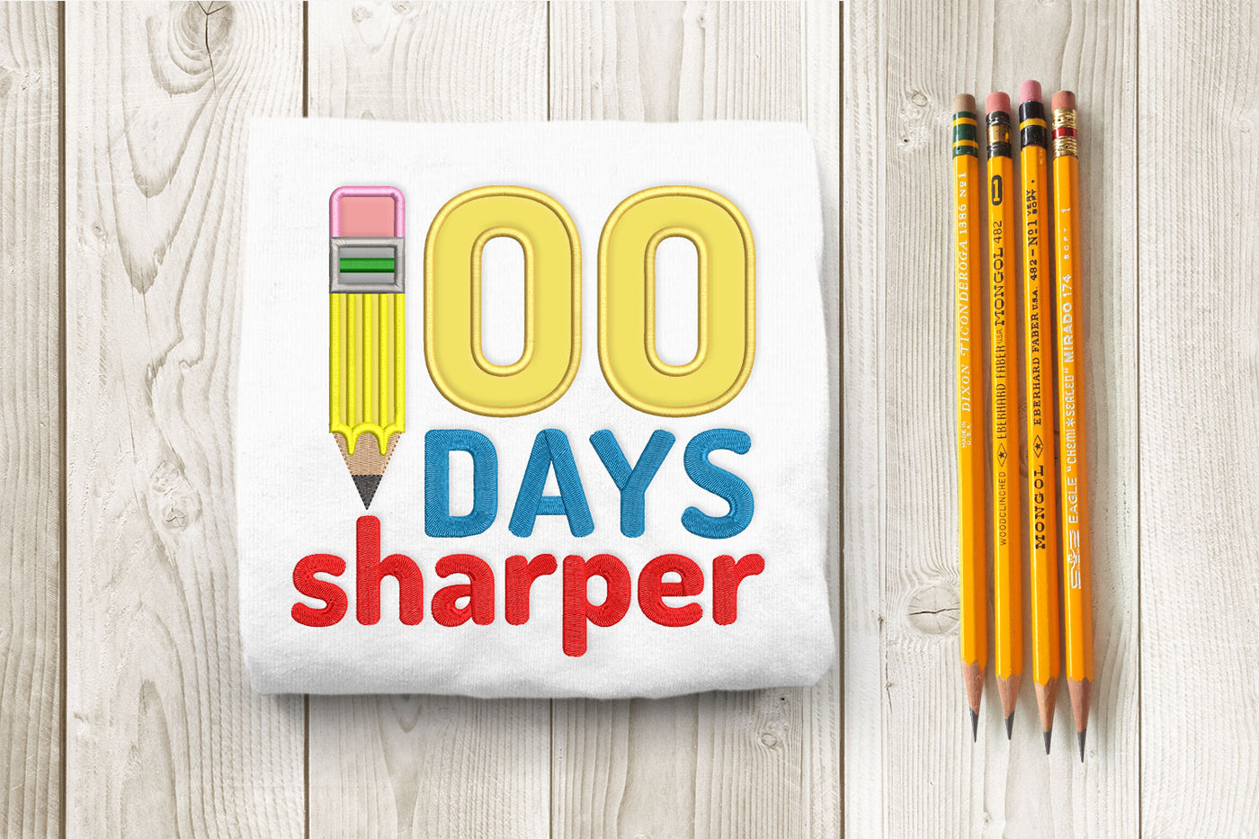 100 days sharper school pencil applique
