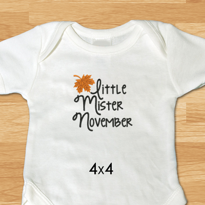 Little mister November embroidery design 4x4