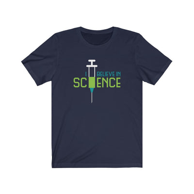I Believe in Science unisex tee in navy