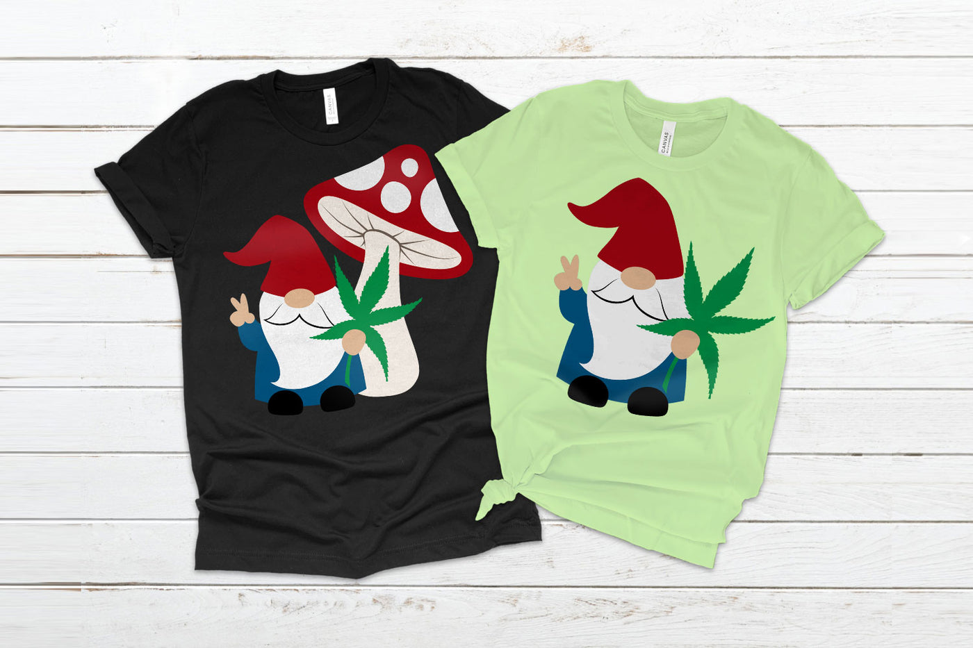 Gnome with cannabis and toadstool svg