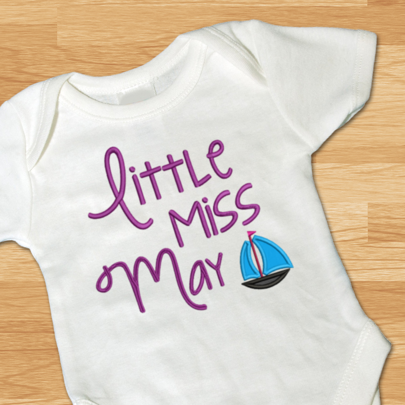 Little miss May applique with sailboat