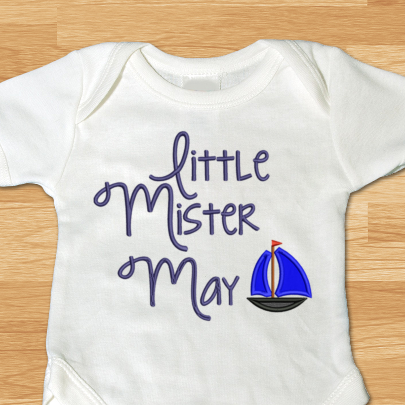 Little mister May applique with sailboat