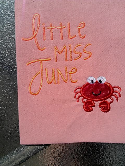 Little miss June applique with Crab