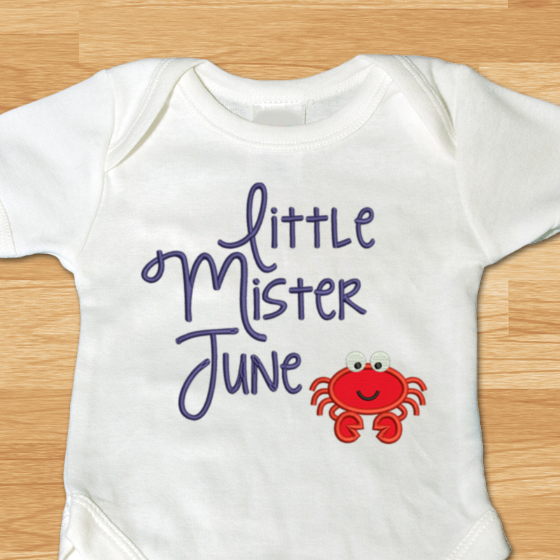 Little mister June applique with crab