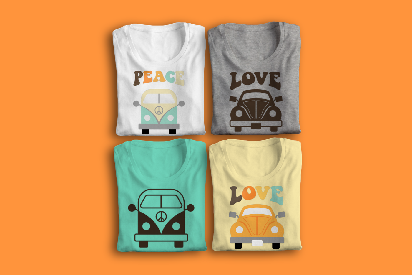 VW Bug and Van Peace and Love designs