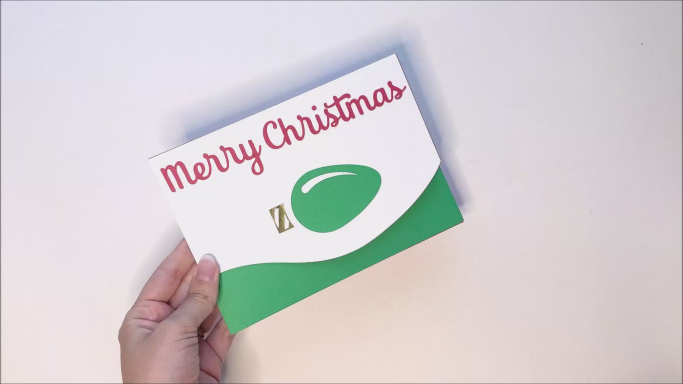 Merry Christmas with light bulb card SVG with dollar bill pocket product demo video