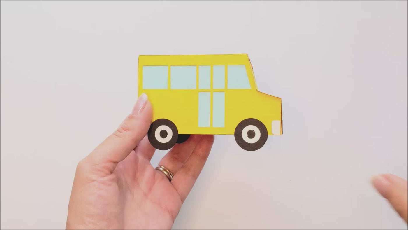 School bus gift box product demo video