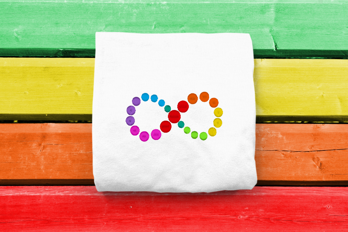 Autism infinity rainbow embroidery design
