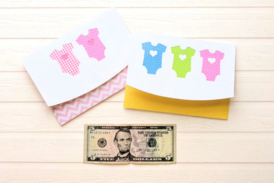 Baby bodysuit money holder card SVG featuring 2 or 3 onesies
