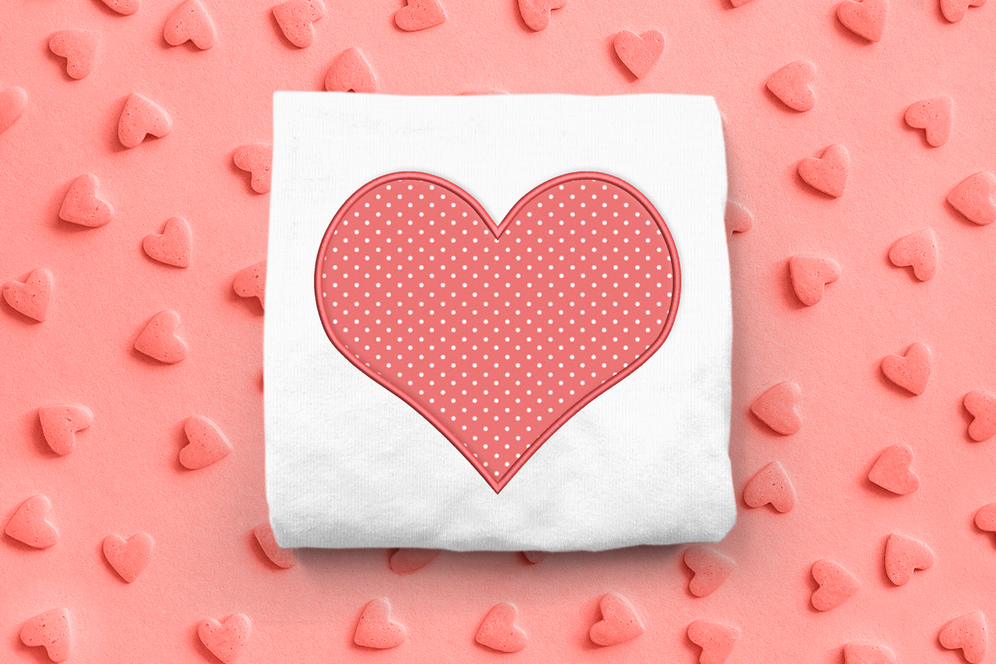 Basic heart applique embroidery
